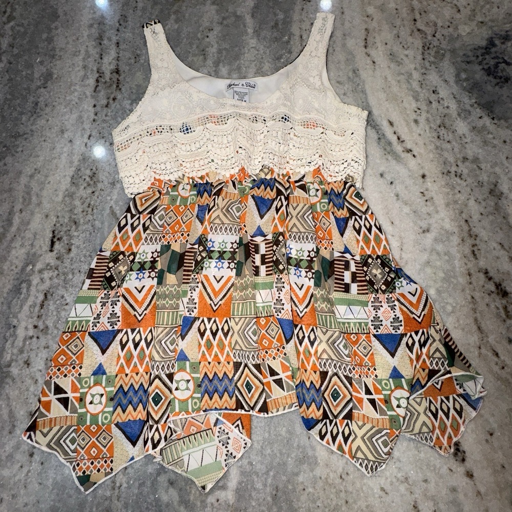 Rachel & Chloe Medium Y2K Boho Tank Top Lace Floral Sheer Sleeveless Top